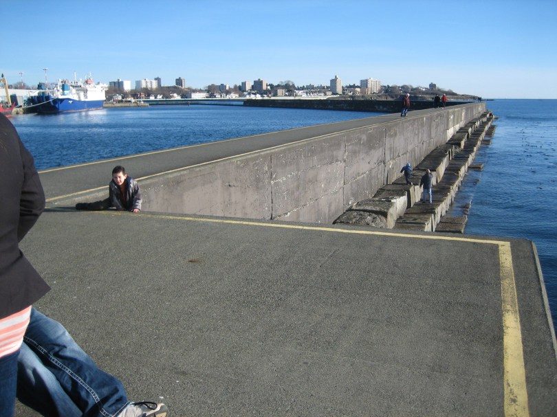 Ogden Point looking back from the Lighthouse, Victoria, Vancouver Island, BC, Pacific Northwest