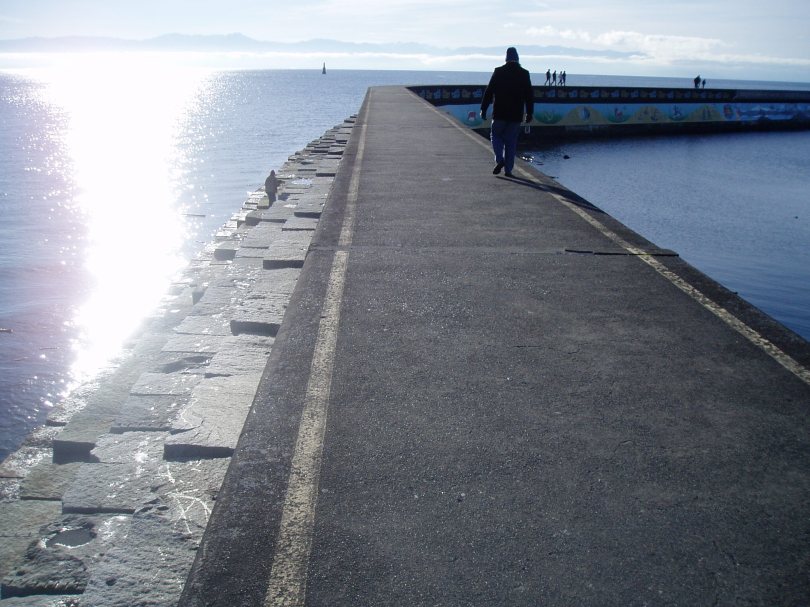 Ogden Point walking the edge, Victoria, Vancouver Island, BC, Pacific Northwest