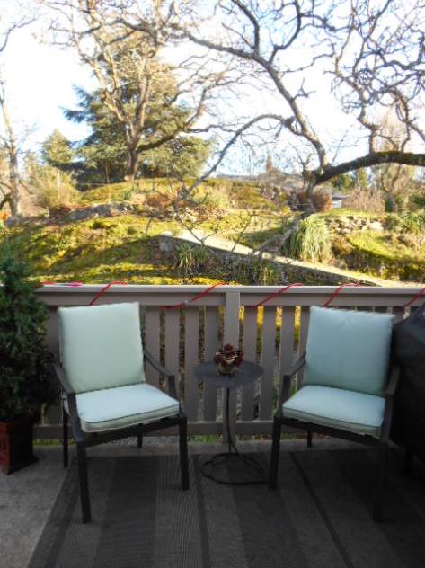 sun deck & rockery garden deck Carriage House rental Mt. Tolmie Victoria