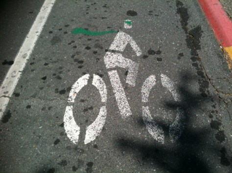 bike lane cycling icon, public art, graffiti, Victoria BC,