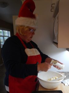filling the cookie press, Danish Butter Cookies baking Victoria, BC
