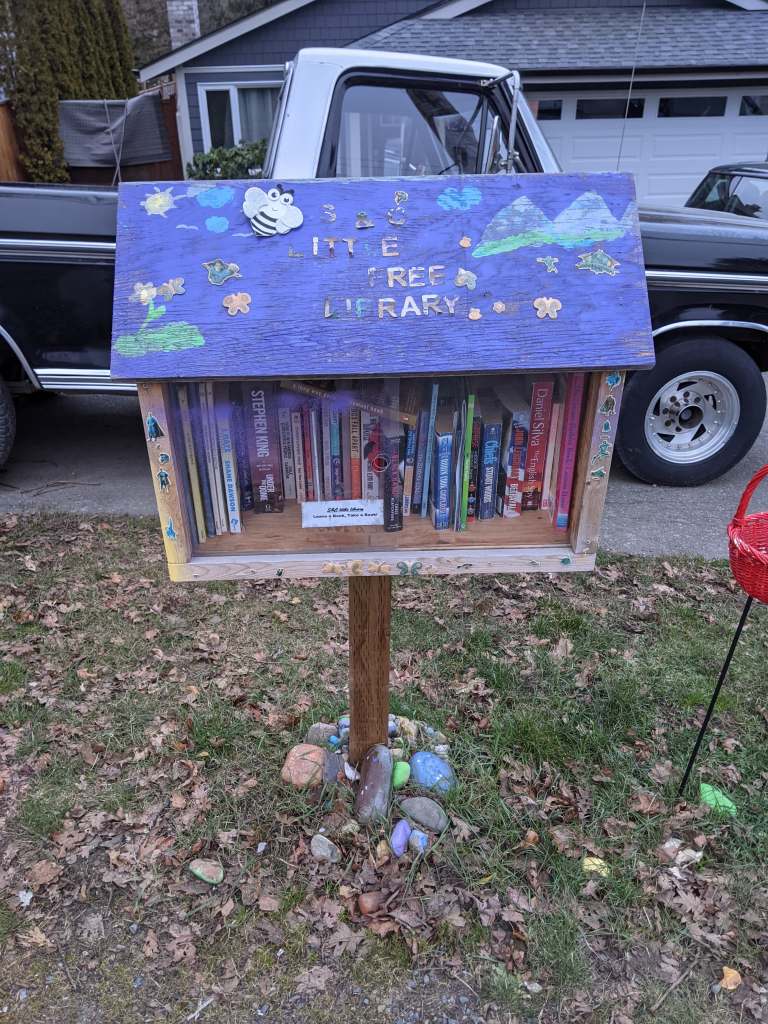 street library, book sharing, book exchange, public art, free little library, take a book, public art, Victoria, Vancouver Island, BC, Pacific Northwest