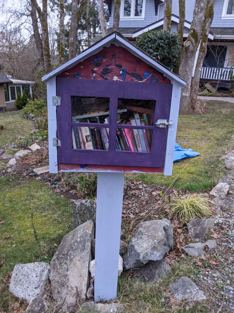 street library, book sharing, book exchange, public art, free little library, take a book, public art, Victoria, Vancouver Island, BC, Pacific Northwest