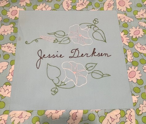 embroidery by Jessie Derksen, Silver Valley Ladies Club Canadian Centennial Friendship Bedspread