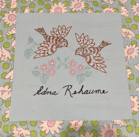 embroidery by Edna Rehaume, Silver Valley Ladies Club Canadian Centennial Friendship Bedspread