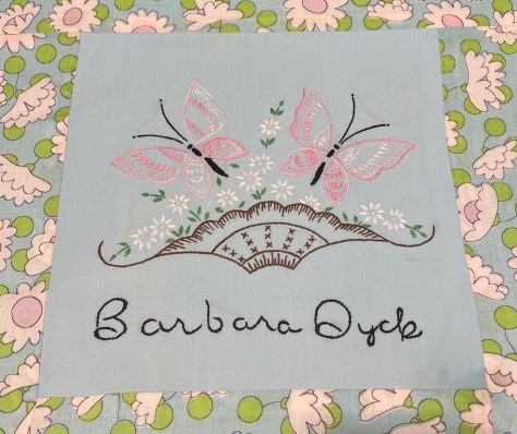embroidery by Barbara Dyck, Silver Valley Ladies Club Canadian Centennial Friendship Bedspread