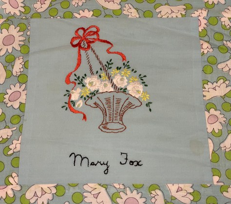 embroidery by Mary Fox, Silver Valley Ladies Club Canadian Centennial Friendship Bedspread