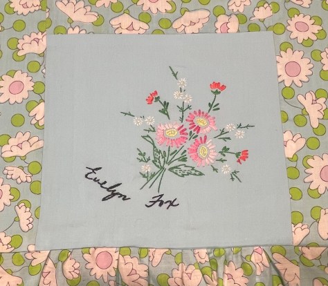 embroidery by Evelyn Fox, Silver Valley Ladies Club Canadian Centennial Friendship Bedspread