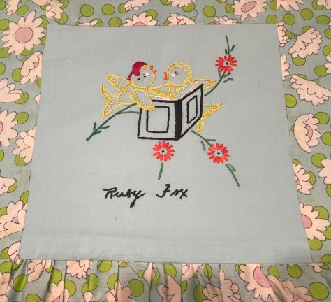 embroidery by Ruby Fox, Silver Valley Ladies Club Canadian Centennial Friendship Bedspread