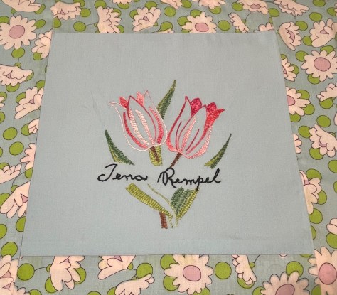 embroidery by Tena Rempel, Silver Valley Ladies Club Canadian Centennial Friendship Bedspread